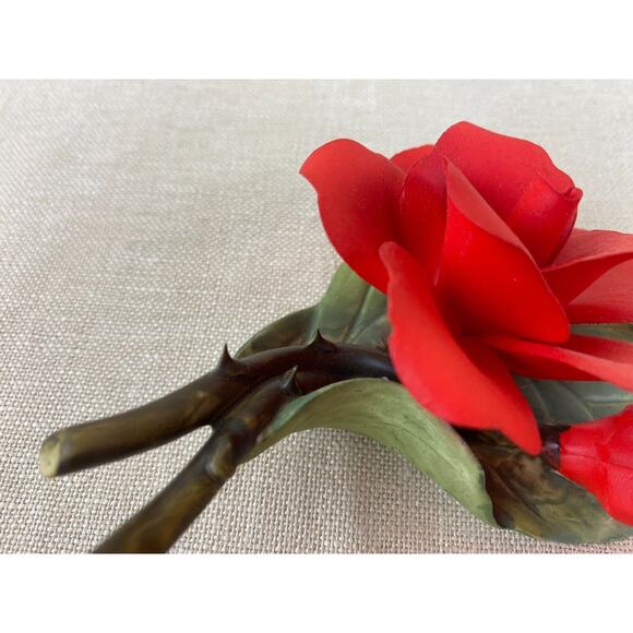 Vintage Golden Crown E & R Delicate Porcelain Red Rose Flower Figurine - Picture 5 of 11